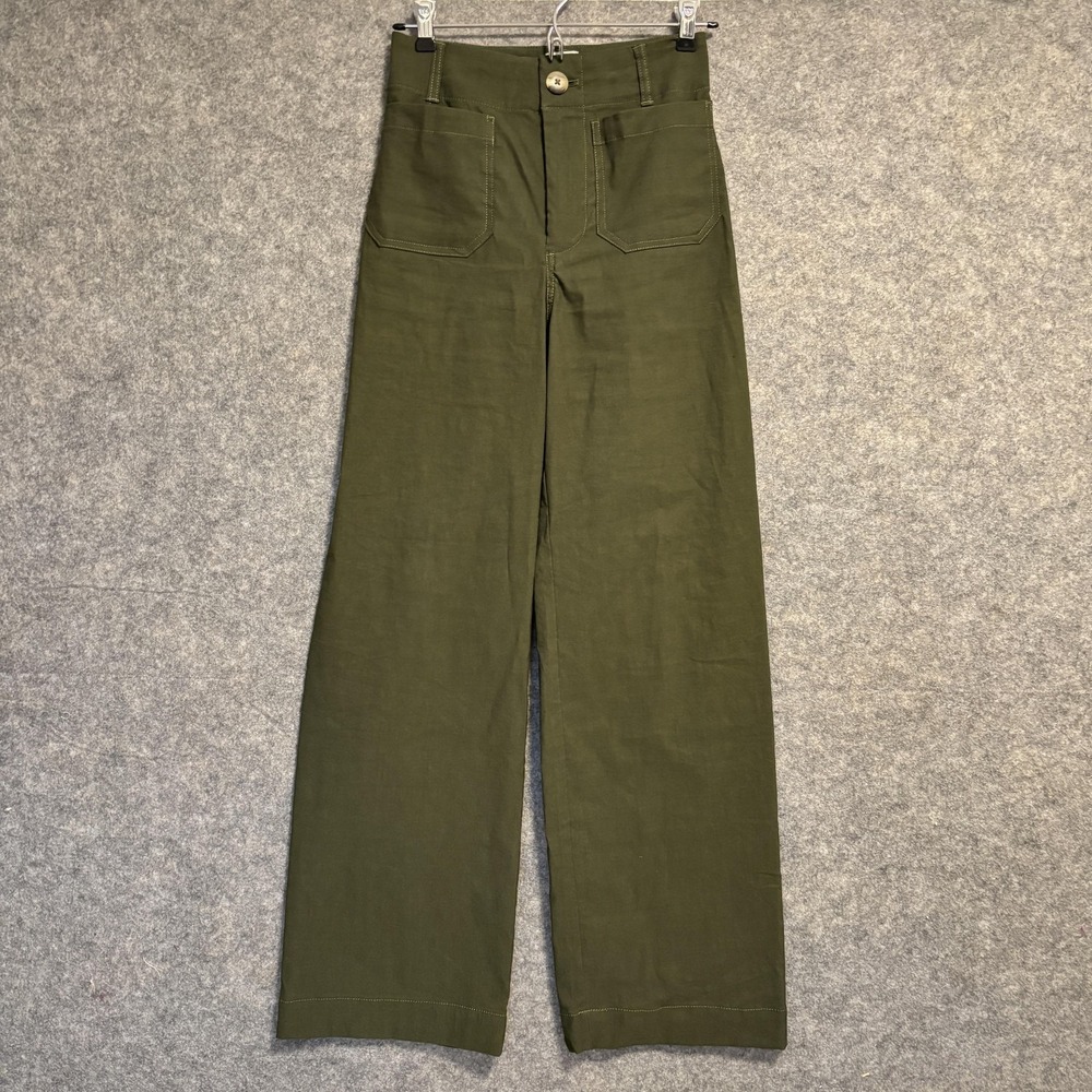 Maeve Pants Womens 26 Green Chino Wide Leg High Rise The Colette Anthropologie